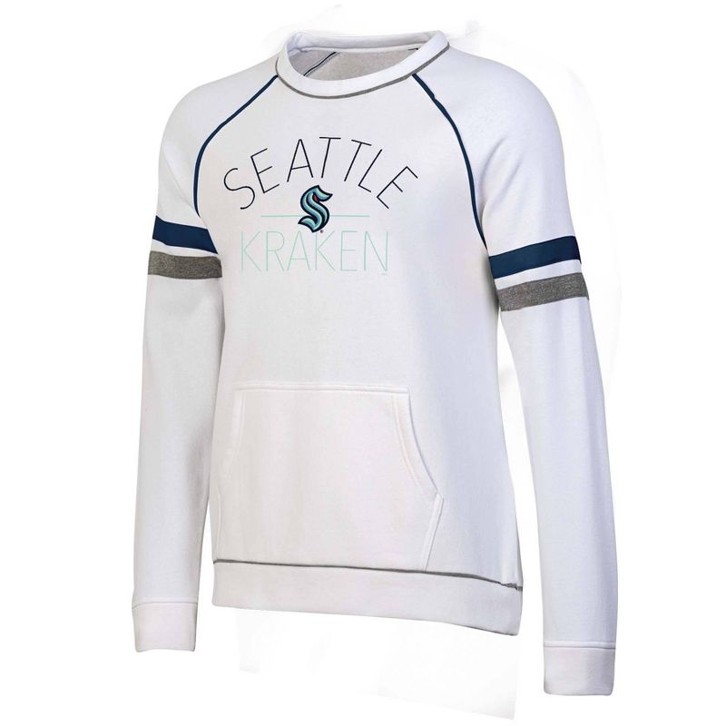 NHL Seattle Kraken Women&#39;s White Long Sleeve Fleece Crew Sweatshirt, 1 of 4
