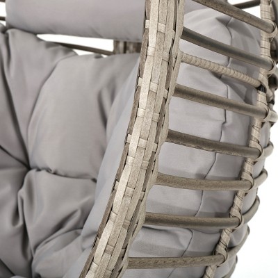 Gray Wicker Hanging Hammock Chair with Cushions