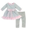 Sophia’s Striped Tulle Hem Dress, Leggings, & Headband for 18” Dolls, Pink/Gray - 2 of 3