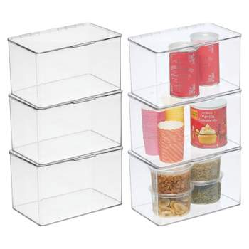 mDesign Plastic Kitchen Pantry/Fridge Storage Organizer Bin with Hinge Lid, 6 Pack - 7.1 x 10.7 x 6.5