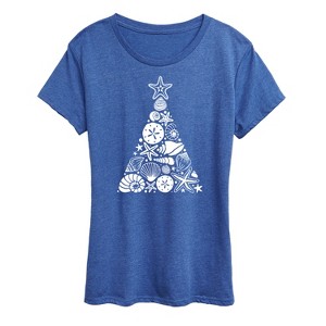 Women's - Instant Message - Sea Shell Christmas Tree Short Sleeve Graphic T-Shirt - 1 of 4