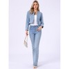 INSPIRE CHIC Women's Denim Collarless Long Sleeve Pockets Open Front Crop Jean Jackets - 4 of 4