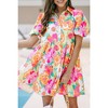 Amaryllis Women's Tiered Shirt Dress Button Front Collared Puff Sleeve Relaxed Fit Flowy Babydoll Dress - 4 of 4