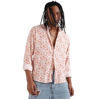 Campus Sutra Men Men's EcoLiva Orange Abstract Swirl Shirt