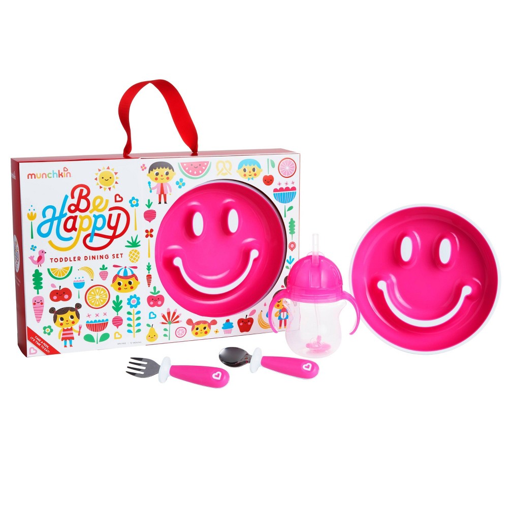 UPC 735282179099 product image for Munchkin Be Happy Toddler Dining Set - Pink - 4ct | upcitemdb.com