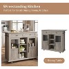 Foldable Kitchen Island Cart with Wheels, 2 Glass Doors, Spice Rack & Towel Holder – Mobile Storage Cart for Small Kitchens, Dining Rooms - Grey - 4 of 4