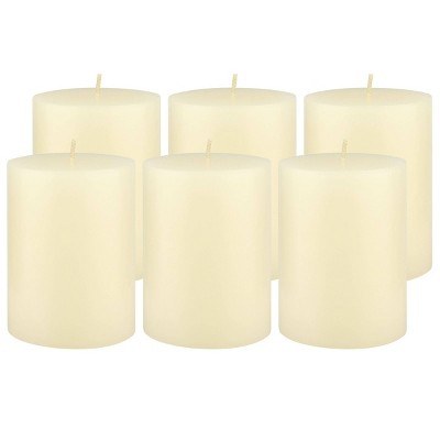 3"x4" 6pk Unscented Flat top Smooth Pillar Candles Ivory - Stonebriar Collection