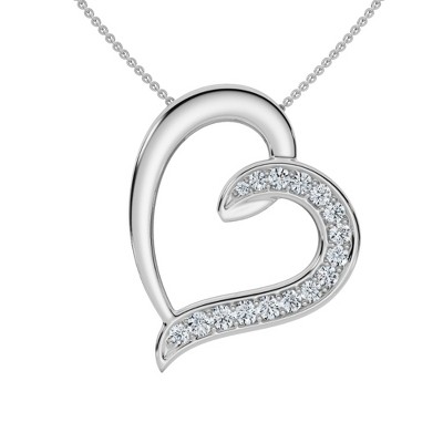 Pompeii3 1/2ct Diamond Heart Pendant Gold 18" Necklace Lab Created