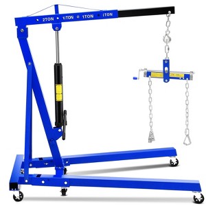 2 Ton Engine Hoist with Lever Stabilizer, Foldable Cherry Picker Shop Crane, 4400 lbs Hydraulic Engine Crane Leveler for Auto Repair, Motors, Loading - 1 of 4