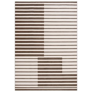 coucheta Machine Washable 9x12 Modern Stripe Indoor Large Area Rug Non-Slip Neutral Floor Carpet Easy-Cleaning for Living Room, Bedroom - 1 of 4