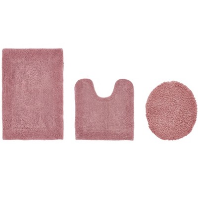 Edge Bath Rug 100% Premium Cotton Ultra-Soft Water Absorbent Tufted Solid Reversible 3 Piece Bathroom Rug Set for Machine Washable Bathmat