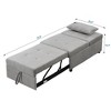 NicBex Couches for Living Room Convertible Single Sleeper Sofa Bed Velvet Folding Sofa Couch with Adjustable Backrest, Grey - 4 of 4