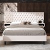 Queen Size Platform Bed with Upholstered Headboard and 2 Nightstands - 2 of 4
