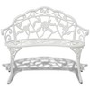 Garden Bench White Cast Aluminum and Cast Iron 39.4 in Durable - 2 of 3