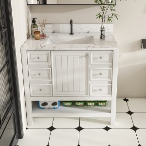 KTMBDW 36 Inch Bathroom Vanity - Freestanding Cabinet - Wood Bathroom Vanity with Cabinet and Drawers(White) - 1 of 4