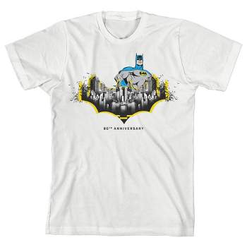 Batman Gotham City Bat 80th Anniversary White T-shirt Toddler Boy to Youth Boy