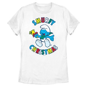 Womens The Smurfs Holly Jolly Smurfy Christmas T Shirt - 1 of 4