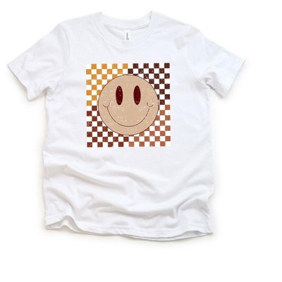 The Juniper Shop Fall Checkered Smiley Kids Short Sleeve Tee