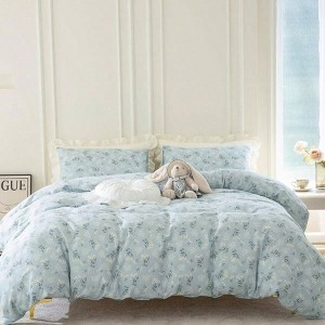 King Floral Duvet Cover, Brushed Microfiber 3 - Piece Set, Garden Blue Pattern, Zipper Closure, Luxurious Soft Breathable - 1 of 4