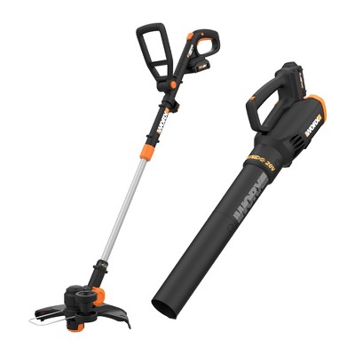 Worx WG930.2 POWER SHARE 20V Cordless Lit-Ion 10 in String Trimmer and Leaf Blower Combo Kit (2 Tool) with 2 Batteries & Dual Charger