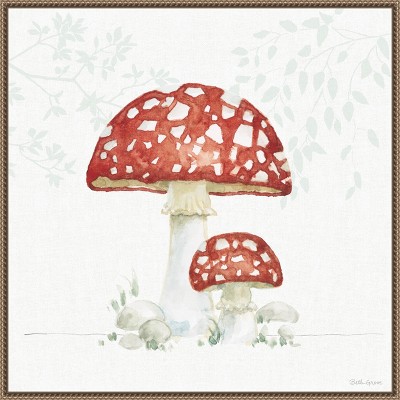 Beth Grove Red Mushroom Watercolor Canvas Print with Bronze Frame, 30 x 30