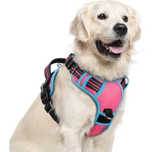 rabbitgoo Dog Harness for Large Dogs, No Pull Pet Vest with 3 Buckles, and Reflective Strips, Rose Pink & Blue, XL - 1 of 1