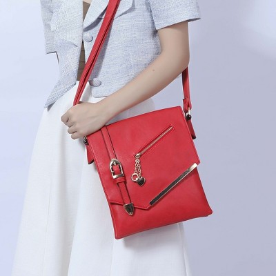 MKF Collection Crossbody Bag in Vegan Leather with Multiple Pockets, Jasmine – MKF Collection by Mia K – Red — фото 3
