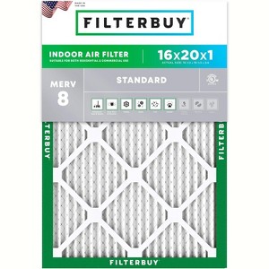 Filterbuy 16x20x1 Air Filter (1-Pack), Pleated MERV 8 Dust Defense Replacement HVAC AC Furnace Filters (Actual Size: 15.50 x 19.50 x 0.75) - 1 of 4