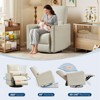Swivel Rocking Recliner Chair, Manual Leather Recliner Glider with Lumbar Support & Padded Armrest, Comfortable Rocker Nursery Single Sofa - 3 of 4