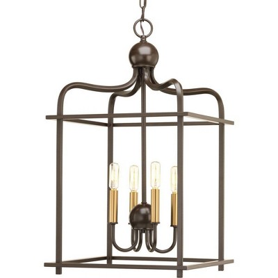 Antique Bronze 26" Four-Light Open Caged Pendant