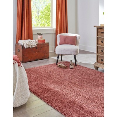 4' x 6' Pomegranate Red Synthetic Shag Rug