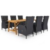 vidaXL Dining Set Black Solid Acacia Wood Table, PE Rattan Chairs Large - 2 of 4
