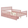 CAVINAS Twin Size Wood Platform Bed Frame with Headboard, Space-Saving Storage Bed, Bed with Guardrails on Both Sides & 2 Storage Drawers - 3 of 4