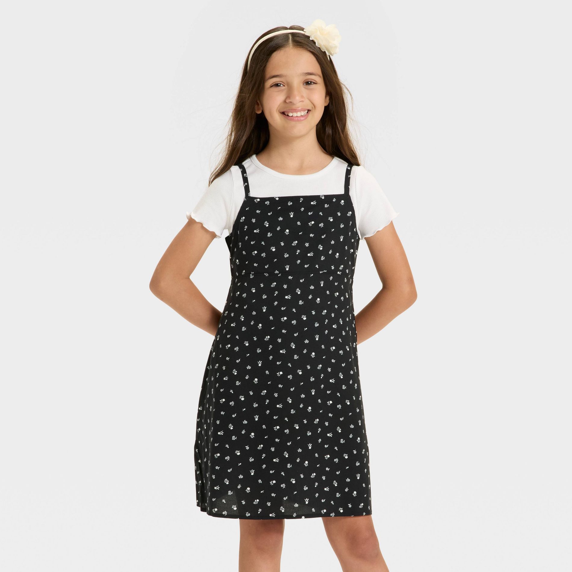 Girls' Short Sleeve Top & Slip Dress - Cat & Jack™ Black S