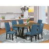 7-Piece Distressed Jacobean Finish Solid Wood Top Dining Table with 6-Chairs with - 2 of 4