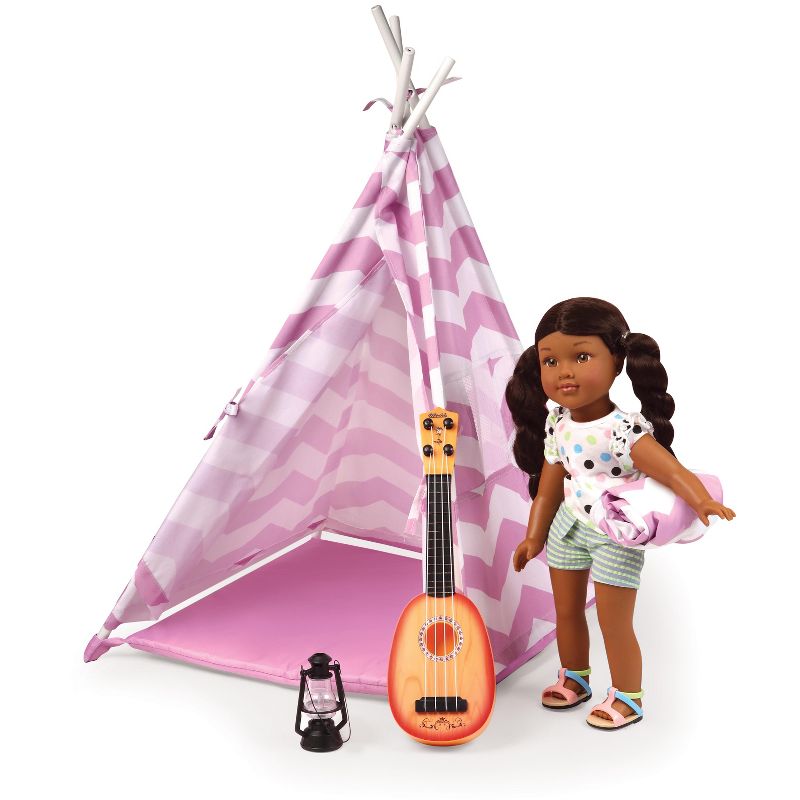 Badger Basket Camping Adventures Doll Tent Set with Accessories - Lavender/White, 4 of 8