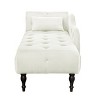 60.6" Velvet Chaise Lounge (Left Arm) - Tufted Button & Nailhead Trim Design with Solid Wood Legs & Included Pillow, 300lb Capacity - 4 of 4