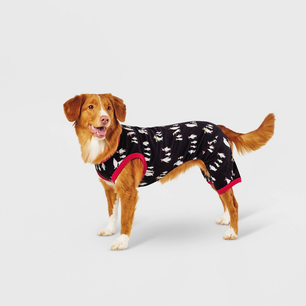 Dog Holiday Penguins Print Matching Family Pajama Set - Wondershop Black XL