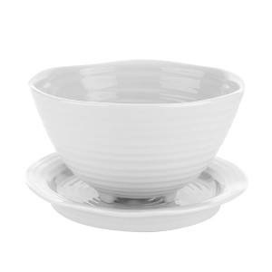Portmeirion Sophie Conran White Berry Set with Holder - 5.5 Inch Porcelain Bowl & 7 Inch Display Stand, Serving Piece for Fruit, Snacks, Desserts - 1 of 4