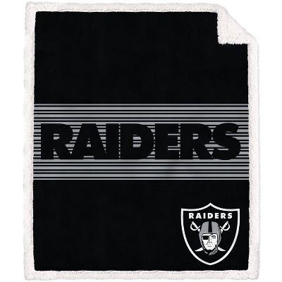 NFL Las Vegas Raiders Center Stripe Trim Sherpa Trim Blanket