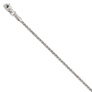 Black Bow Jewelry 1.5mm 14k White Gold Solid Diamond Cut Rope Chain Bracelet & Anklet - 1 of 4