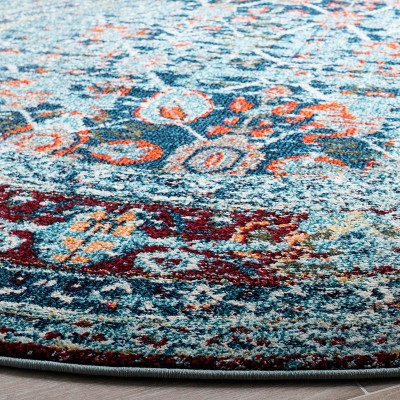 Boho-Chic Monaco Distressed Blue & Multi 5' Round Area Rug