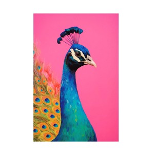 Canvas Wall Art - Treechild   'Beautiful Peacock' Wall Art for Living Room, Bedroom, or Office Décor by Trademark Fine Art - 1 of 4