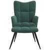 vidaXL Relaxing Chair with a Stool Dark Green Velvet - 3 of 4