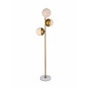 Elegant Lighting Eclipse 3 Lights Brass Floor Lamp With Frosted White Glass - 2 of 4