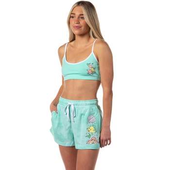 Disney Womens The Little Mermaid Bralette Short Sleep Pajama Lounge Set