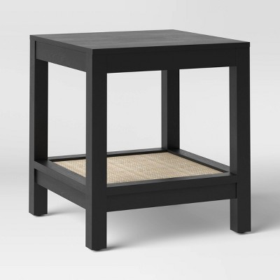 Photo 1 of Canyon Lake Fully Assembled Woven Shelf End Table Black - Threshold™ designed with Studio McGee