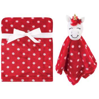 Hudson Baby Infant Plush Blanket with Security Blanket, Christmas Unicorn, One Size