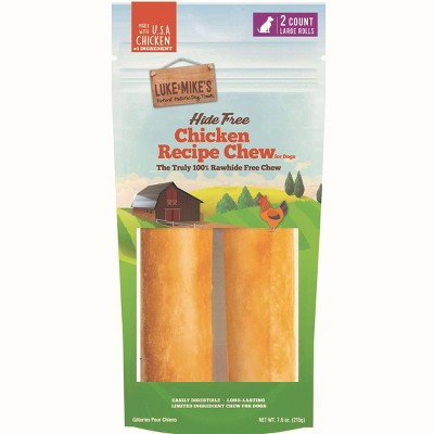 Luke & Mike's Rawhide Free Chicken Recipe Large Retriever Rolls Dog Treats - 2ct