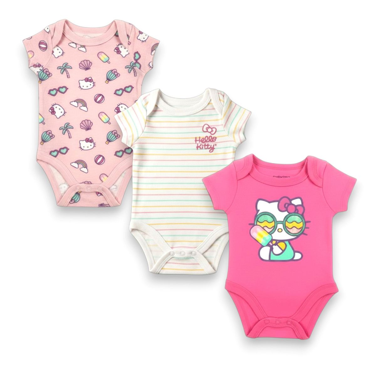 Hello Kitty Infant Girls' 3-Piece Short Sleeve Bodysuit Sets
